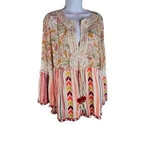 Kitsch & Pop The ARIA crochet paisley boho hippie bell sleeve tunic new